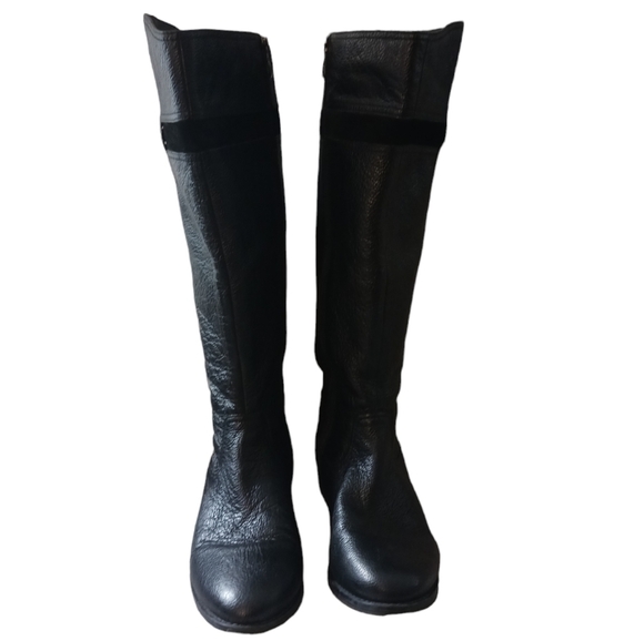 Franco Fortini Black Leather Wide Calf Riding Boots Wide Knee High Boots… - Picture 3 of 12